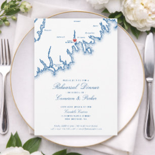 New Bedford MA Map Wedding Rehearsal Dinner Invitation