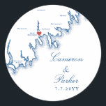 New Bedford MA Wedding Elegant Navy Blue Map Classic Round Sticker<br><div class="desc">Celebrate your New Bedford wedding with this large round wedding favor sticker, featuring an elegant navy blue South Coast MA map design. Perfect for weddings at Waypoint Event Center, Merrill’s On the Waterfront, Cotali Mar, Cork Wine & Tapas, New Bedford Whaling Museum, Kilburn Mill, Fort Taber, and Bittersweet Farm. A...</div>
