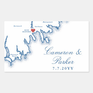 New Bedford MA Wedding Elegant Navy Blue Map Sticker