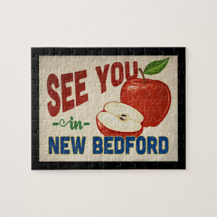 New Bedford Massachusetts Apple - Vintage Travel Jigsaw Puzzle