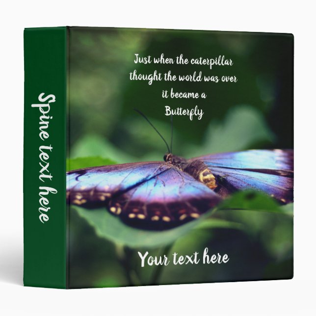 New Beginning Butterfly Inspirational Personalized Binder (Front/Spine)