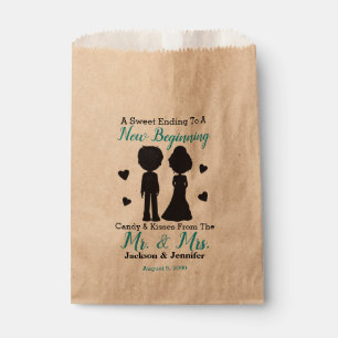 New Beginning Candy Kisses Mr Mrs Custom Wedding Favour Bag