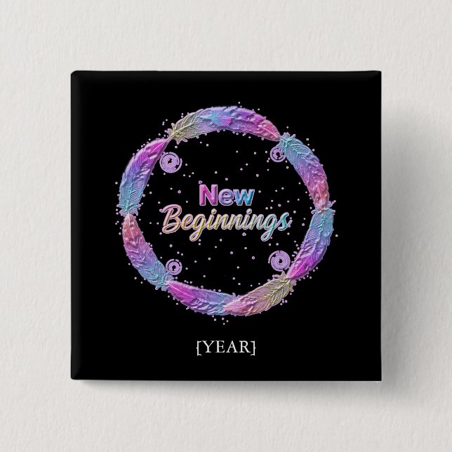 New Beginnings 2027 2 Inch Square Button (Front)