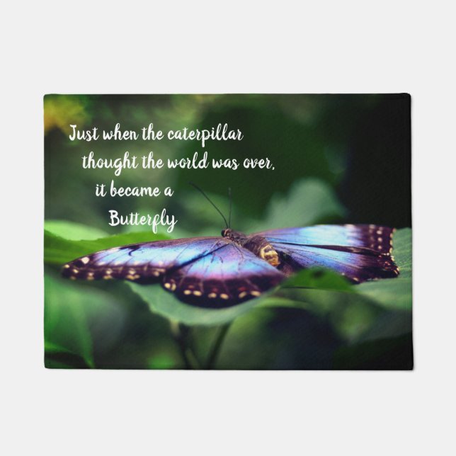 New Beginnings Butterfly Inspirational Quote  Doormat (Front)