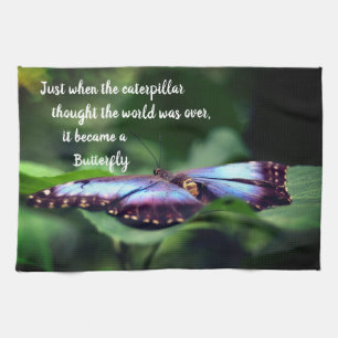 New Beginnings Butterfly Inspirational Quote Kitchen Towel