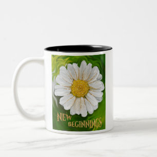 New Beginnings - Daisy flower power Two-Tone Coffee Mug