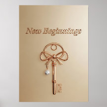 "New Beginnings" Luxe Print on Wood Block 