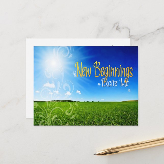 "New beginnings" Motivation Affirmation Postcard (Front/Back In Situ)
