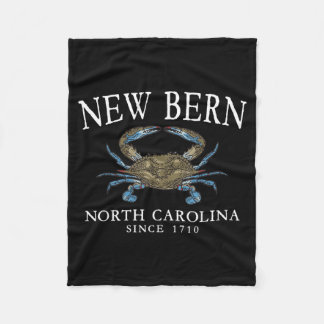 New Bern North Carolina Crab Town Since 1710 White Fleece Blanket