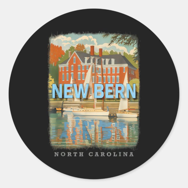 New Bern North Carolina Nc Historic Charm Sd515  Classic Round Sticker (Front)