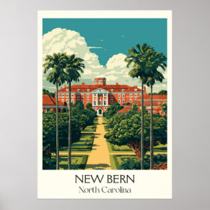 New Bern North Carolina Vintage Historic Home Art Poster