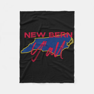 New Bern North Carolina Y'all Nc Pride State Map C Fleece Blanket