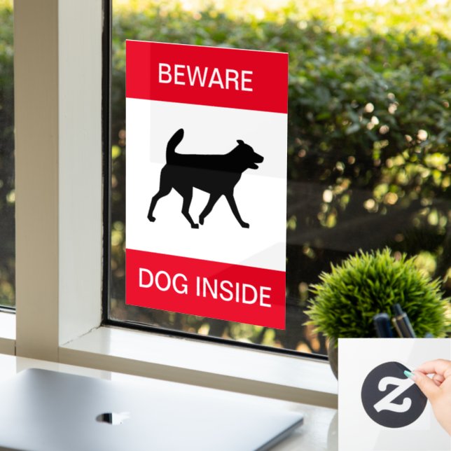 NEW! Beware Dog Inside - Window Cling (Office)