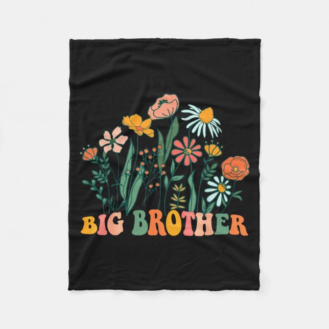 New Big Brother Wildflower First Birthday &amp; Ba Fleece Blanket (Front)
