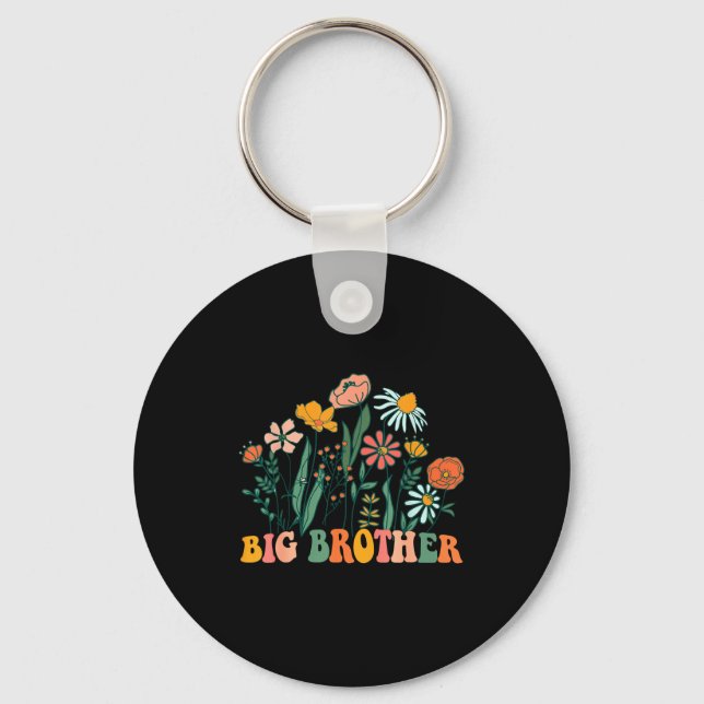 New Big Brother Wildflower First Birthday &amp; Ba Keychain (Front)