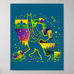 New Bigfoot Mardi Gras Sasquatch Orleans Poster