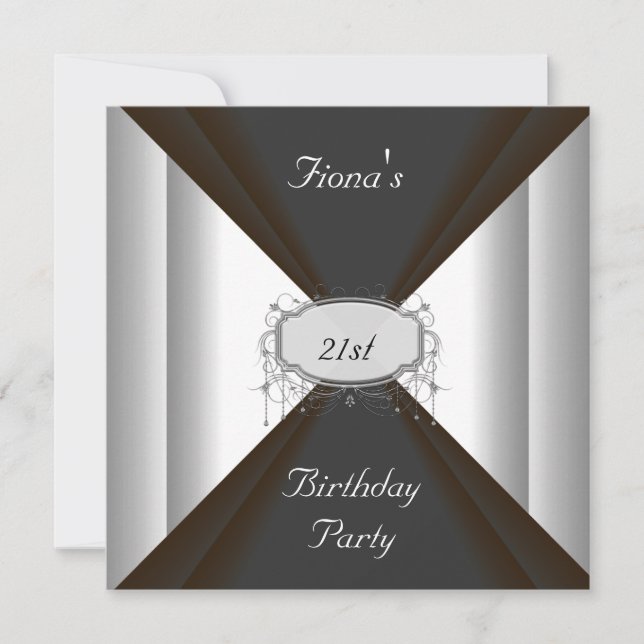 NEW Birthday Party Black Silver  Invitation (Front)