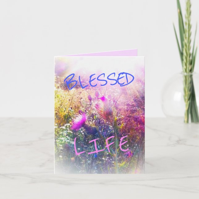 NEW BLESSED LIFE THISTLES SMALL GREETING CARD (Front)