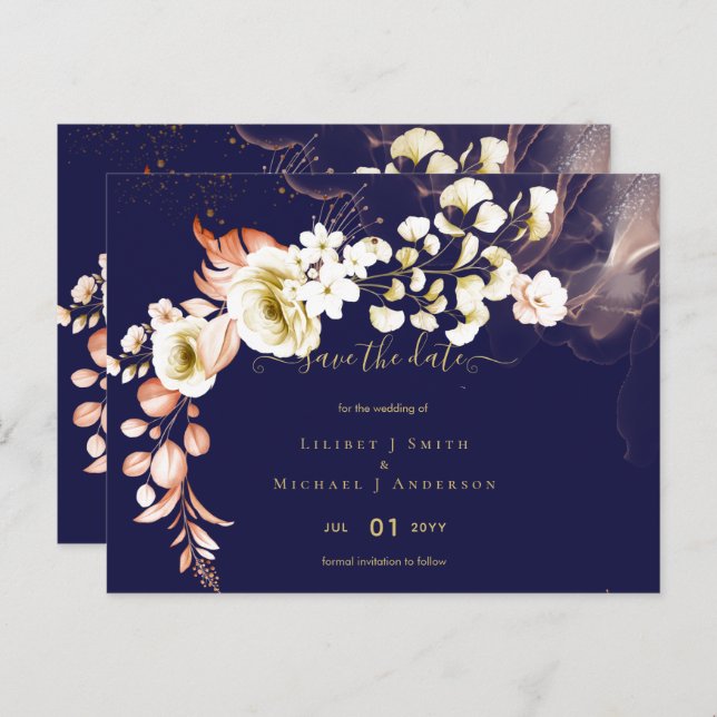 NEW! Boho Floral Wedding Save Dates Postcard (Front/Back)