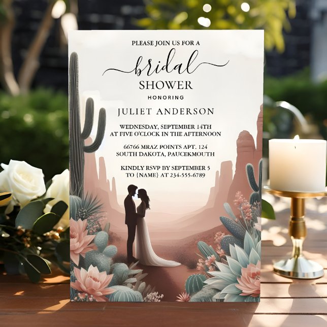 New Boho Leaf Desert Cacti Succulent Bridal Shower Invitation (Creator Uploaded)