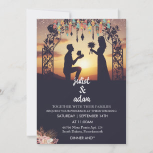 New boho rustic modern elegant Twilight Wedding Invitation
