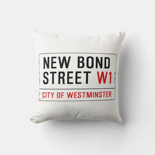 New Bond Street Throw Pillow (Front)
