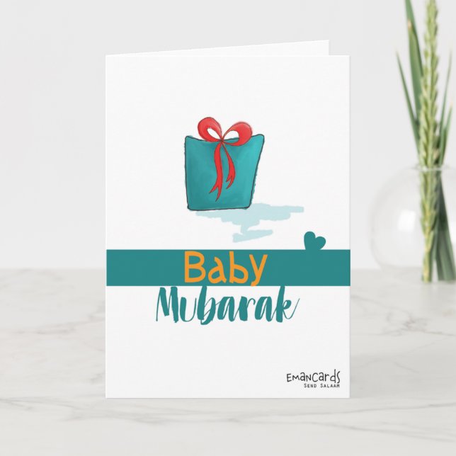 New Born Baby Boy in a Gift Box Card (Front)