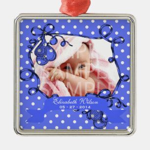 New born baby girl photo ornament