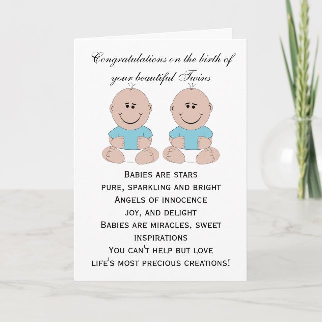 New Born Twin Boys Custom Card (Front)