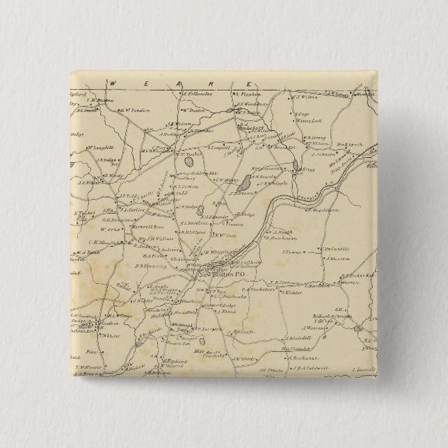 New Boston, Hillsborough Co 2 Inch Square Button (Front)