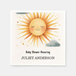 New Boy Pink Unique Sky Cloud Sunshine Baby Shower Napkin