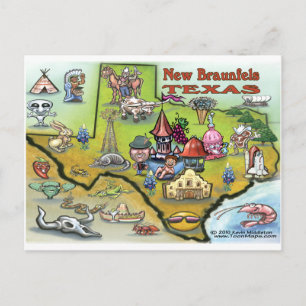New Braunfels TEXAS Map Postcard