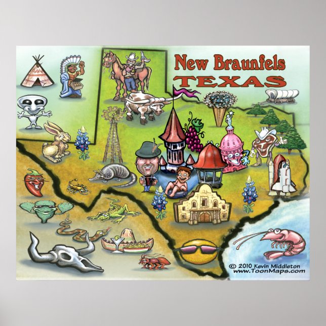 New Braunfels TEXAS Map Poster (Front)