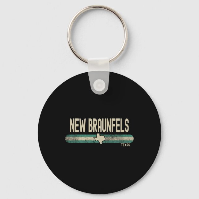 New Braunfels Tx Texas Travel &amp; 80s Style  Keychain (Front)