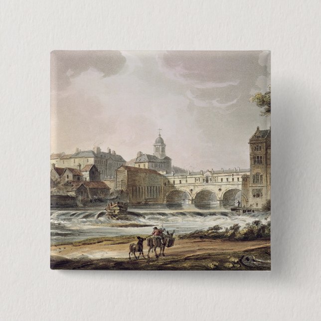 New Bridge, from 'Bath Illustrated by a Series of 2 Inch Square Button (Front)