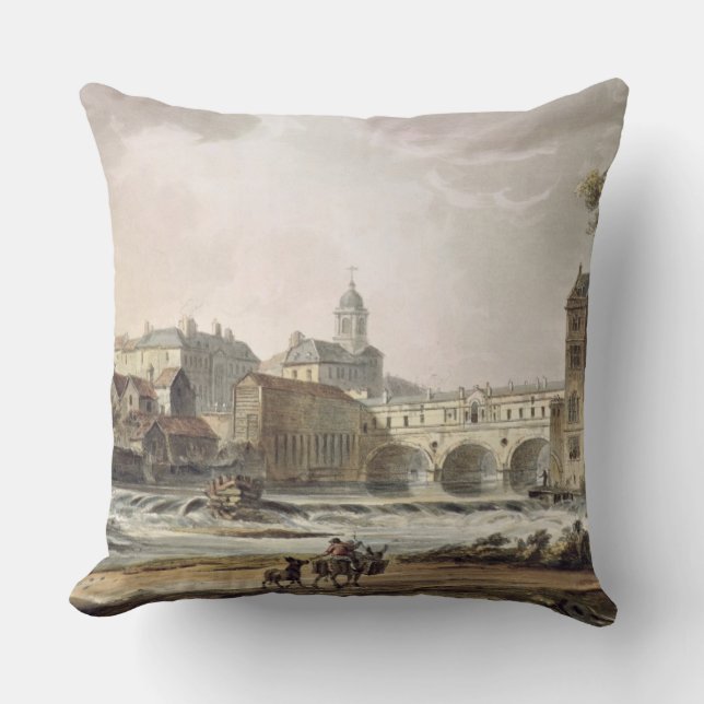 New Bridge, from 'Bath Illustrated by a Series of Throw Pillow (Front)