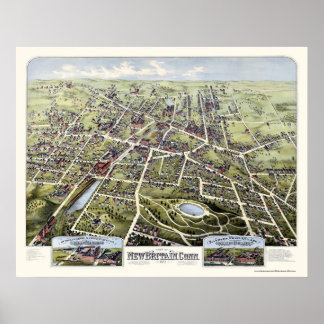 New Britain, CT Panoramic Map - 1875 Poster