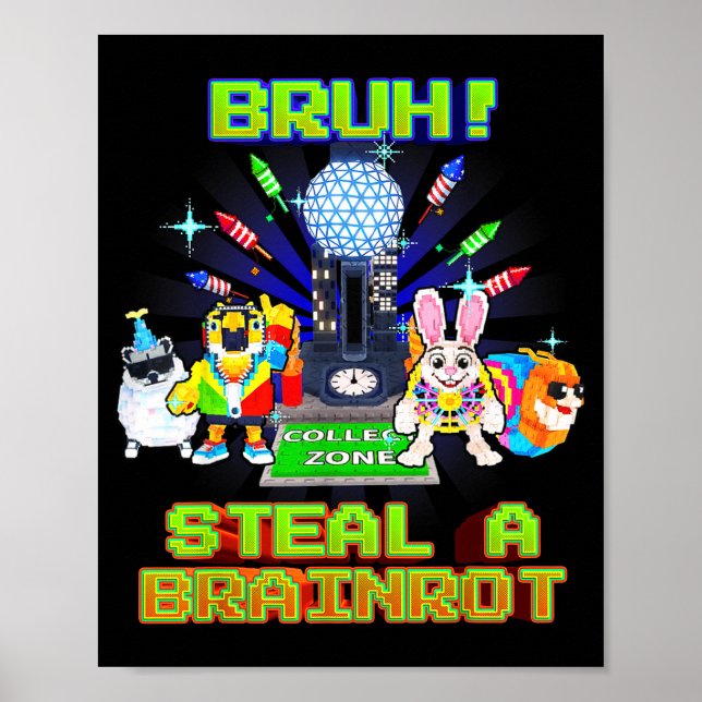 New Bruh Year's Machine Brainrots Teens Poster (Front)