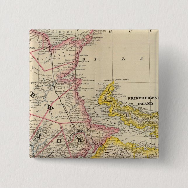 New Brunswick, Nova Scotia 2 Inch Square Button (Front)