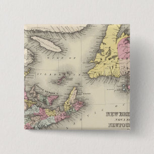 New Brunswick, Nova Scotia, Newfoundland 2 Inch Square Button