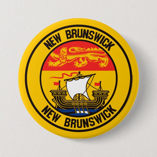 New Brunswick Round Emblem 3 Inch Round Button (Front)