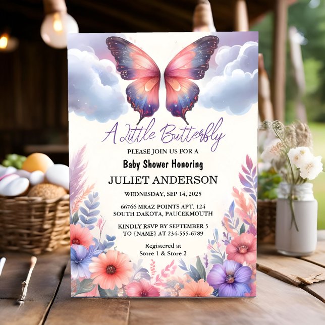 New Bug Boho Soft Glow Live Butterfly Baby Shower Invitation (Creator Uploaded)