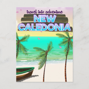 New Caledon "travel into adventure" travel poster. Holiday Postcard