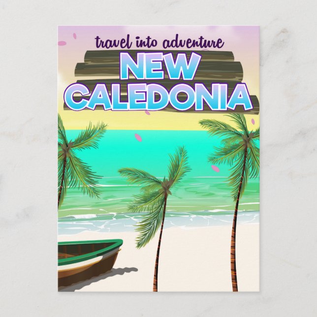 New Caledon "travel into adventure" travel poster. Holiday Postcard (Front)