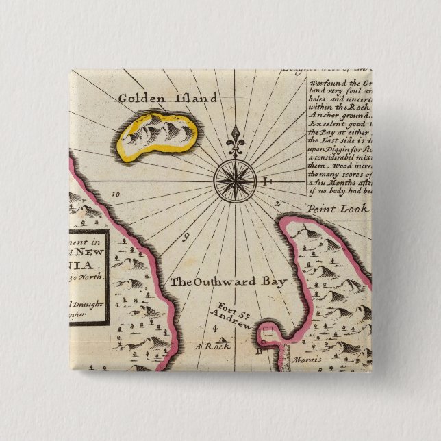 New Caledonia 2 Inch Square Button (Front)