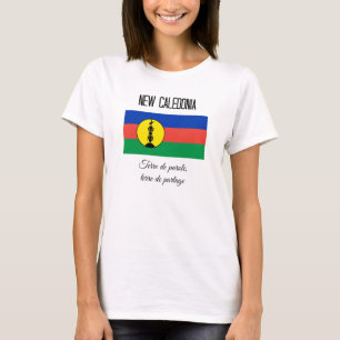 New Caledonia, Flag and Motto (Fr) T-Shirt