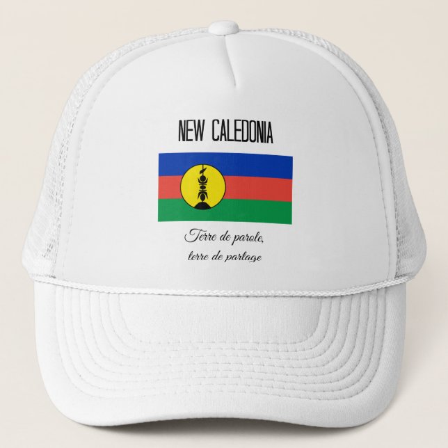 New Caledonia, Flag and Motto Trucker Hat (Front)