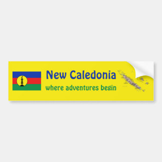New Caledonia Flag + Map Bumper Sticker