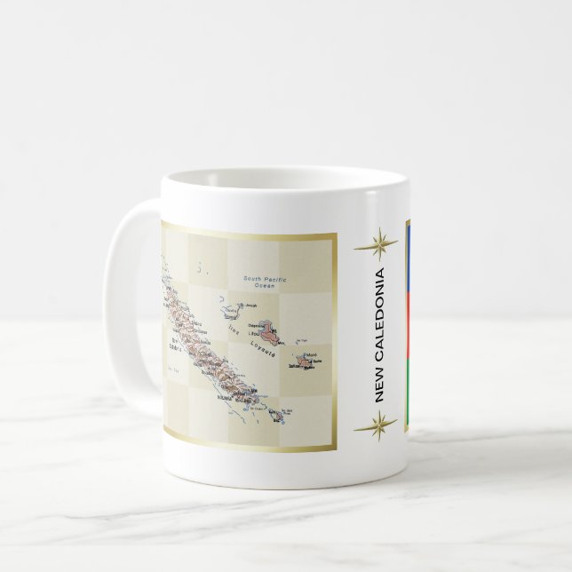 New Caledonia Flag + Map Mug (Front Left)