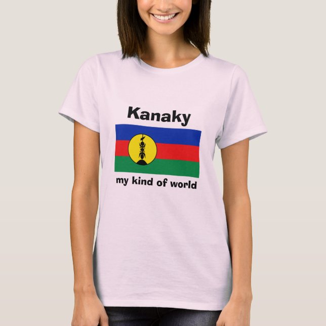 New Caledonia Flag + Map + Text T-Shirt (Front)